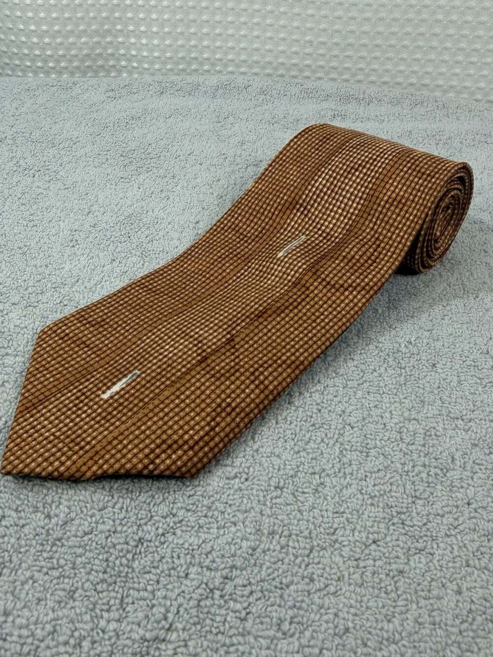 Claude Montana Necktie Brown Check Silk Made In Italy